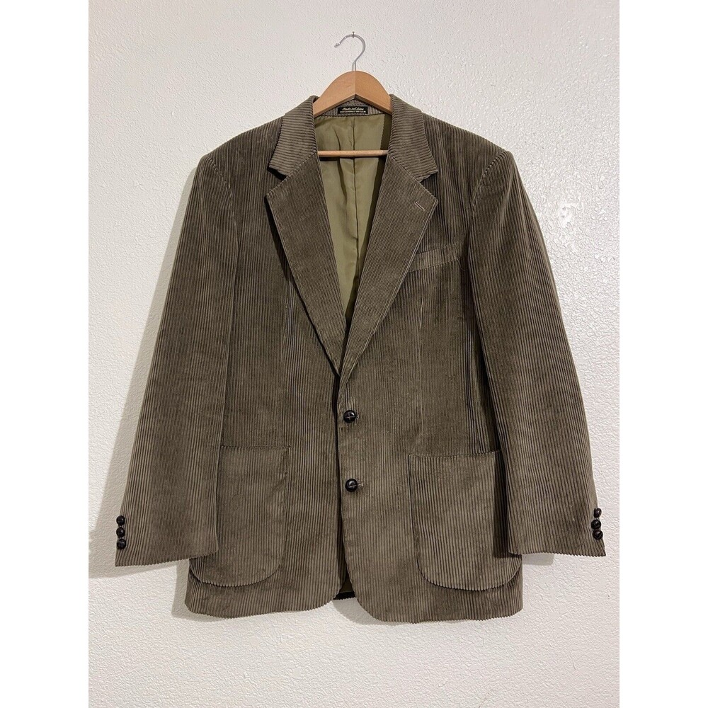 Thomas Hill Corduroy Taupe Khaki Wide Wale Blazer SportCoat 42L